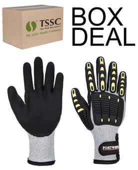 picture of Portwest A729 Anti Impact Level C Cut Resistant Thermal Grey/Black Gloves - Box Deal 72 Pairs - IH-PWA729G8R