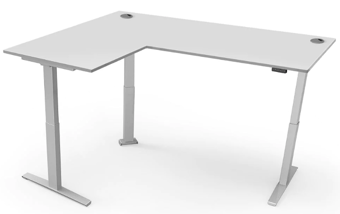 picture of Yo-Yo DESK PRO 3 L-Shape Standing Desk Silver Frame - Light Grey Desk Top - YYO-YD-PRO-3-S/1400800+600800GRY