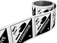 Picture of Hazchem Labels On a Roll - Corrosive - Self Adhesive Vinyl - 100mm x 100mm - 250 Labels - [AS-HZ7]