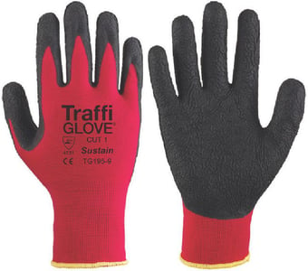 picture of TraffiGlove Fusion XP Sustain Seamless Knitted Red Nylon Safety Glove - Pair - TS-TG195 - (DISC-C-W)