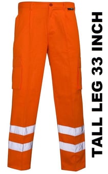 picture of Supertouch Hi Vis Orange Combat Trousers Tall Leg 33 - [ST-C8K80-D] - (DISC-R)
