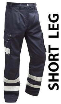 picture of Ilfracombe - Navy Blue Reflective Poly/Cotton Cargo Trouser - Short Leg - LE-CT02-NV-S