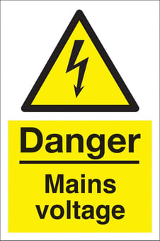 Picture of Danger Mains Voltage Sign - 200 x 300Hmm - Rigid Plastic - [AS-WA30-RP]