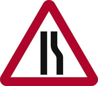 Picture of 600mm tri. Dibond ‘Road Narrows Right’ Road Sign (without channel) - [SCXO-CI-13070-1]