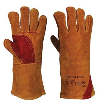 picture of Portwest A530 Reinforced Welding Brown Gauntlet - Pair - PW-A530BRR