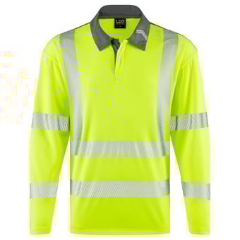 picture of Leo Georgeham EcoViz Coolmax Performance Sleeved Polo Shirt - HV Yellow - LE-P13-Y