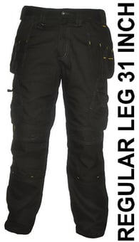 picture of Dewalt - Pro Tradesman Trouser - Black - Regular Leg 31 Inch - SS-PRO-TRAD-R-BLK