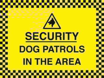 Picture of Security Dog Patrols in the Area Sign - 400 x 300Hmm - Rigid Plastic - [AS-SEC12-RP]