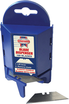 picture of Faithfull - Heavy-Duty Trimming Knife Blades (Box 100) in safe storage dispenser - [TB-FAITKB100]