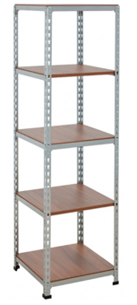 picture of BiGDUG Zinc & Walnut Display Shelving - 5 Level Bay - 1600h x 455w x 455d mm - [BDU-WZ1644]