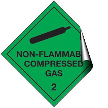 picture of Hazchem & Transport Labels - Non-Flammable Compressed Gas - Conforms to Dangerous Goods Regulations LARGE - 200 X 200Hmm - Self Adhesive Vinyl - [AS-DA43-SAV]