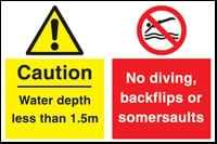 Picture of Caution Water Depth/No Diving Sign - [AS-WH38]