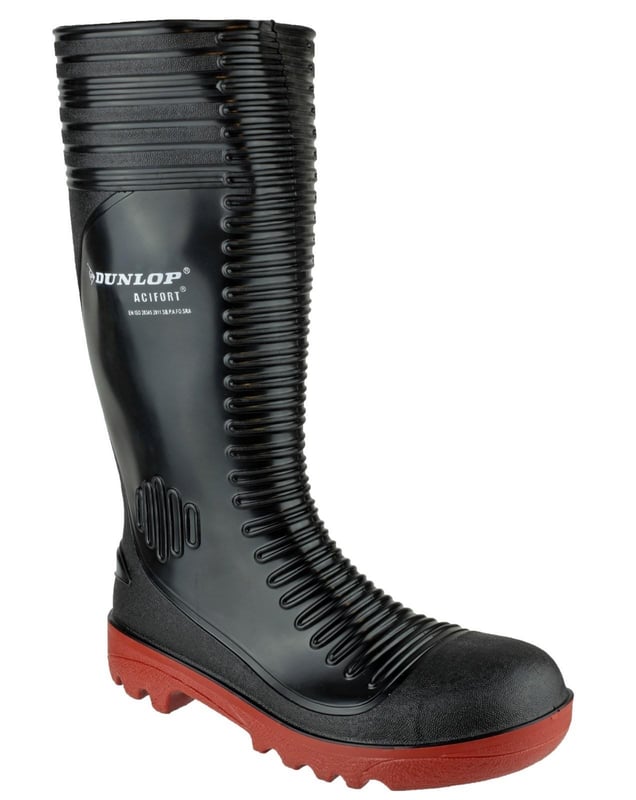 Dunlop Acifort Ribbed Full Black Safety Wellington SBP A FO WR SRA - FS-22375-36420 (LP) - (DISC-R)