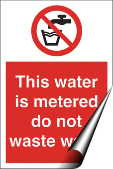 picture of Water Metered Do Not Waste Sign - 200 x 300Hmm - Self Adhesive Vinyl [AS-PR87-SAV]