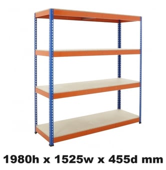 picture of BiGDUG BiG400 Racking 4 Levels - Chipboard Shelves - 1980h x 1525w x 455d mm - [BDU-B41915044BO] - (LP)
