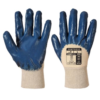 picture of Portwest A330 Nitrile Light Navy Blue Knitwrist Gloves - PW-A330NAR