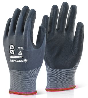 picture of Beeswift Nitrile PU Mix Coated Gloves - Black/Grey - BE-BF1 - (NICE)