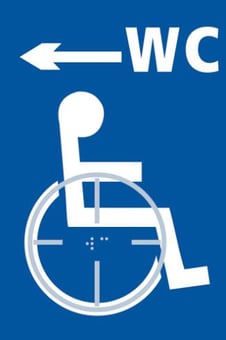 picture of Disabled WC arrow left – Taktyle (150 x 225mm) - SCXO-CI-TK0024WHBL