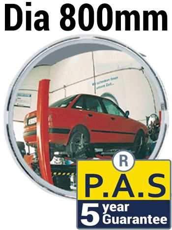 picture of ROUND MULTI-PURPOSE MIRROR - P.A.S - Dia 800mm - White Frame - To View 2 Directions - 5 Year Guarantee - [VL-918]