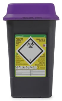 picture of Sharpsafe Recycled Sharps Bin - Purple Lid - 7L - [VC-51125420] - (MP)