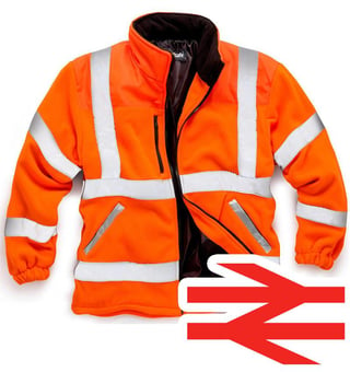 picture of Hi Vis Orange Zipped Fleece Jacket - Rain Pads on Shoulders and Neck - SN-HV022-OR - (DISC-R)