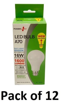 picture of Power Plus - 16W - B22 Energy Saving A70 LED Bulb - 1600 Lumens - 6000k Day Light - Pack of 12 - [PU-3490]