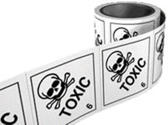 Picture of Hazchem Labels On a Roll - Toxic - Self Adhesive Vinyl - 100mm x 100mm - 250 Labels - [AS-HZ12]