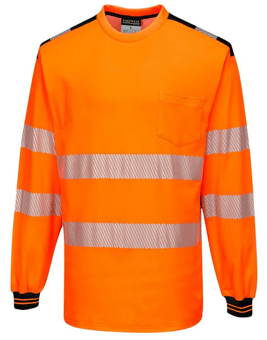 picture of Portwest - PW3 Hi-Vis Orange/Black T-Shirt Long Sleeve - PW-T185OBR