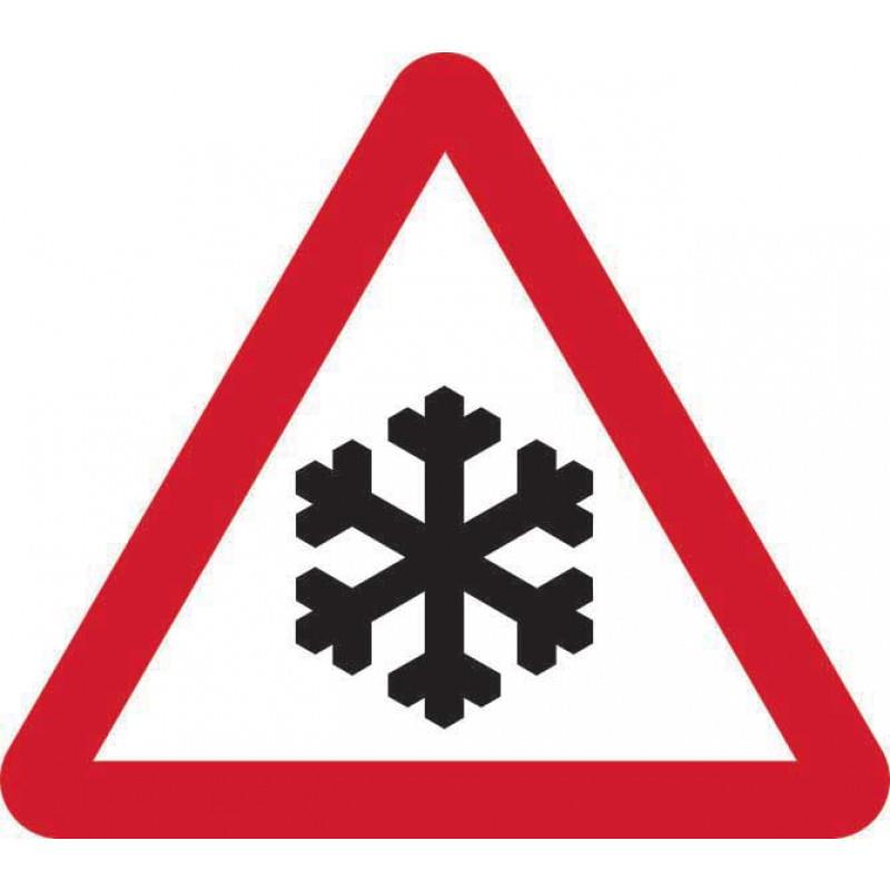 picture of 750mm Tri. Dibond 'Snow and Ice' Road Sign - With Channel - [CI-14905]