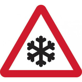 picture of 750mm Tri. Dibond 'Snow and Ice' Road Sign - With Channel - [CI-14905]