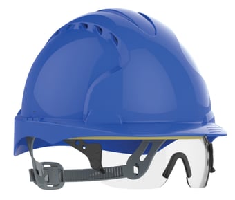 picture of JSP Evo 3 Vented Blue Safety Helmet with Clear Evospec Visor - [IH-AJF160-000-500ES]