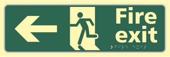 Picture of Fire Exit Man Running Arrow Left - TaktylePh 450 x 150mm - IH-TK0537BSIPH