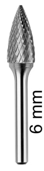 picture of Abracs Carbide Burr Ball Nose Tree - F Shape - 6.0mm Spindle Diameter - [ABR-CBF122506DC]