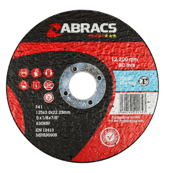 picture of Abracs Proflex 125mm x 3mm x 22mm Flat Metal Cutting Disc - A30S4BF Grade - Box of 25 - [ABR-PF12530FM]