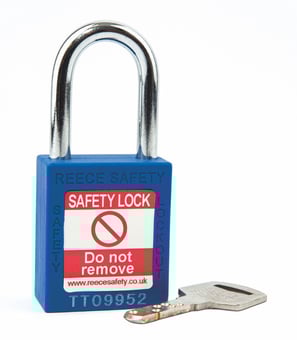 picture of Reece Nylon Body Safety Padlock - 38mm Steel Shackle - Keyed to Differ - Blue - [RS-TT38BLU] - (LP)