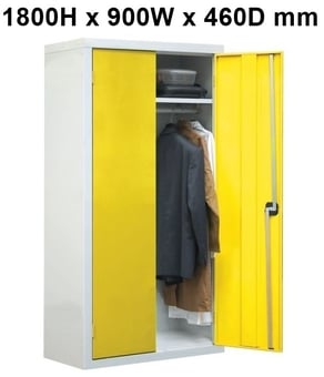 picture of QMP Clothing Cupboard - 1 Shelf - Yellow Doors - 1800H x 900W x 460D mm - [QM-CC189046ZYXX]