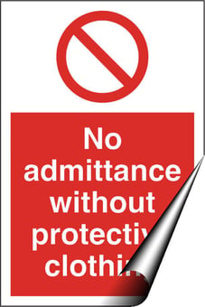 picture of No Admittance Protective Clothing Sign LARGE - 400 x 600Hmm - Self Adhesive Vinyl [AS-PR76-SAV]