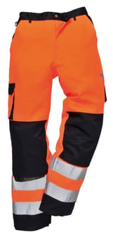 Picture of Portwest - TX51 Orange/Navy Hi-Vis Lyon Trousers - Tall Leg - [PW-TX51ONT]