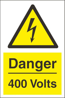 Picture of Danger 400 Volts Sign LARGE - 400 x 600Hmm - Rigid Plastic - [AS-WA251-RP]