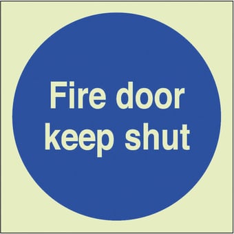 picture of Photoluminescent Fire Door Keep Shut Sign - 100 X 100Hmm - Self Adhesive Rigid Plastic - [AS-PH54-SARP]