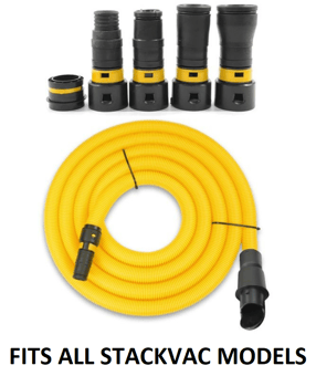picture of V-TUF 5M HiViz Yellow Hose & 4pcs Power Tool Adaptor Kit For StacVac - [VT-VTM416]