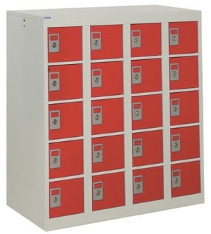 picture of QMP Personal Effects Locker - 20 Compartment - Red Doors - 940H x 900W x 380D mm - [QM-LR909038YRXX]