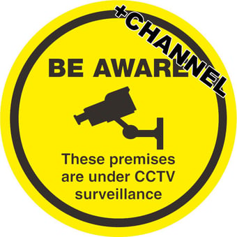 Picture of Street Signs - BE AWARE CCTV With Fixing Channel - FIXING CLIPS REQUIRED - 450 dia - Reflective - 3mm Aluminium - [AS-WA100EC-ALU]