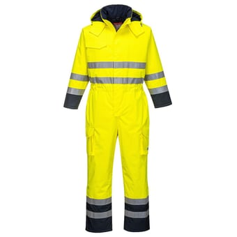 picture of Portwest - Yellow/Navy Bizflame Rain Hi-Vis Flame Resistant Antistatic Multi Coverall - PW-S775YNR