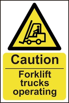 Picture of Spectrum Caution Fork Lift Trucks Operating - SAV 400 x 600 mm - SCXO-CI-11133
