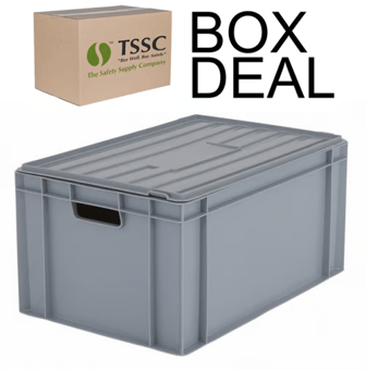 picture of BiGDUG Euro Stacking Box with Hinged Lid - 295h x 400w x 600d mm - 54L - Grey - Box Deal of 10 - [IH-BDU-BNB4628LG] - (LP)