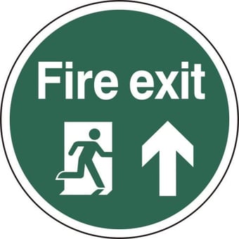 Picture of Spectrum 400mm dia. Fire Exit Man Arrow Up Floor Graphic - SCXO-CI-13043