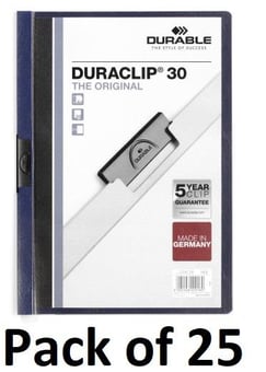 picture of Durable Duraclip 30 Clip Folder - A4 - Midnight Blue - Pack of 25 - [DL-220028]