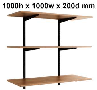 picture of BiGDUG Garage Wall Mounted Shelving Kit - 1000h x 1000w x 200d mm - 3 Oak Melamine Levels - [BDU-TSB1023OG]