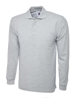 Picture of Uneek Unisex Long Sleeve Heather Grey Polo Shirt - UN-UC113-HAGR